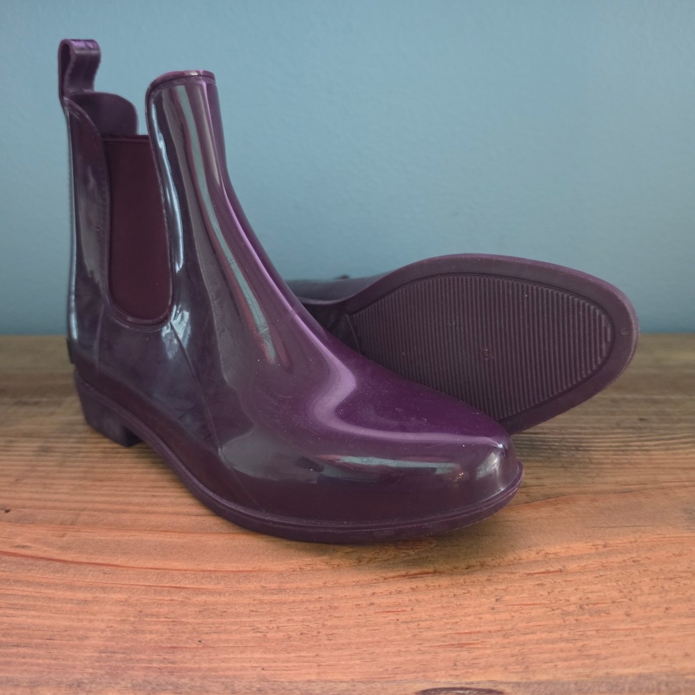 Lauren Ralph Lauren Womens Tally Rain Boots Purple Glossy Chelsea Size 7B